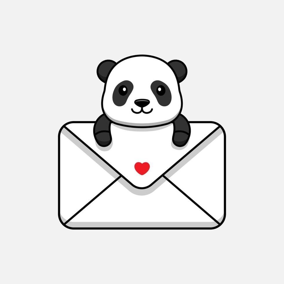 panda fofo abraçando um envelope grande vetor