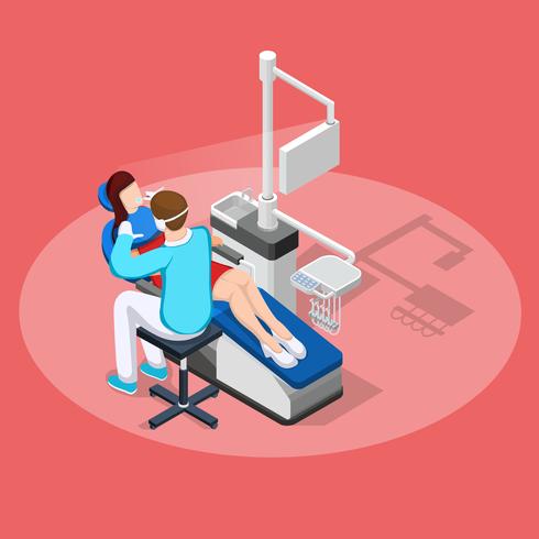 Composição isométrica de parada odontológica vetor