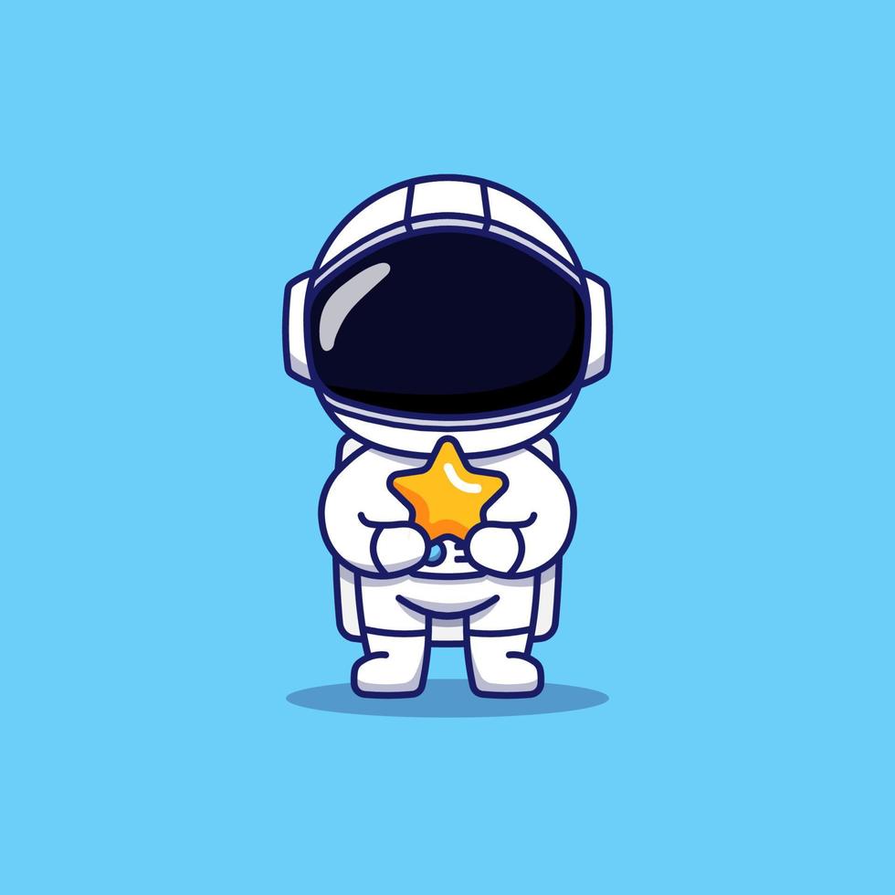 astronauta fofo carregando uma estrela vetor