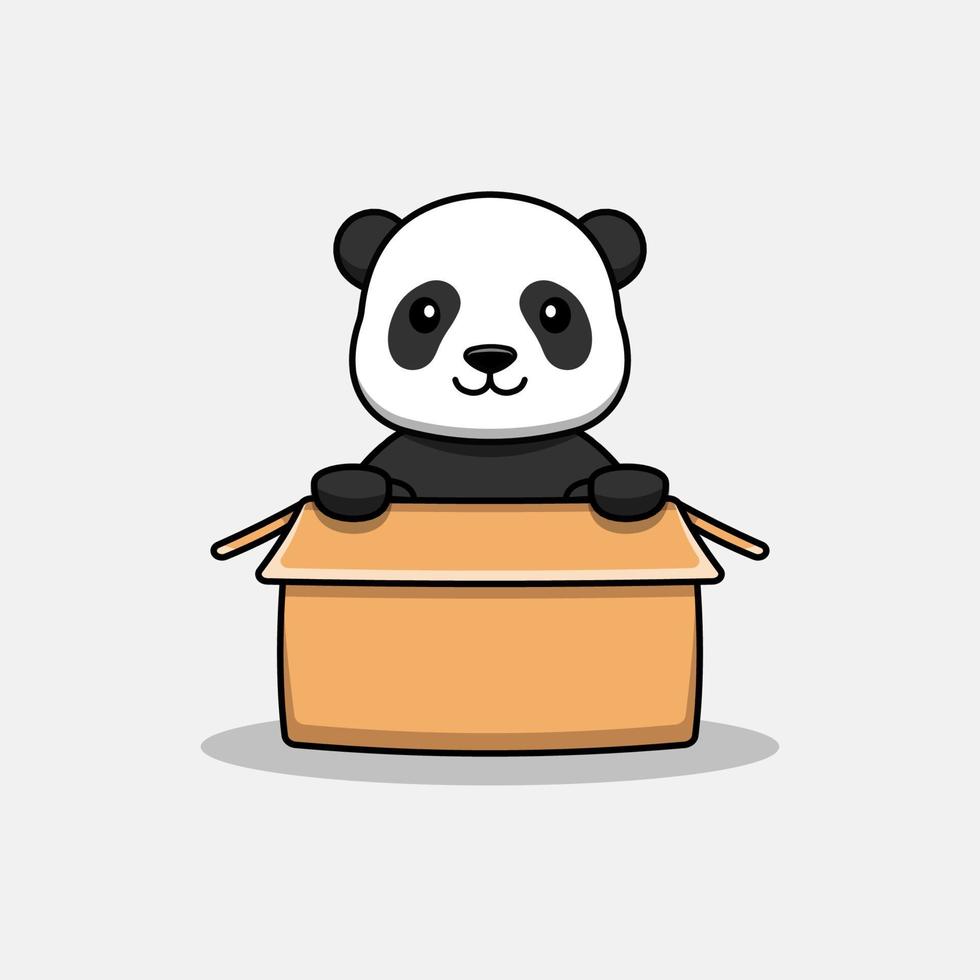 panda fofo no papelão vetor