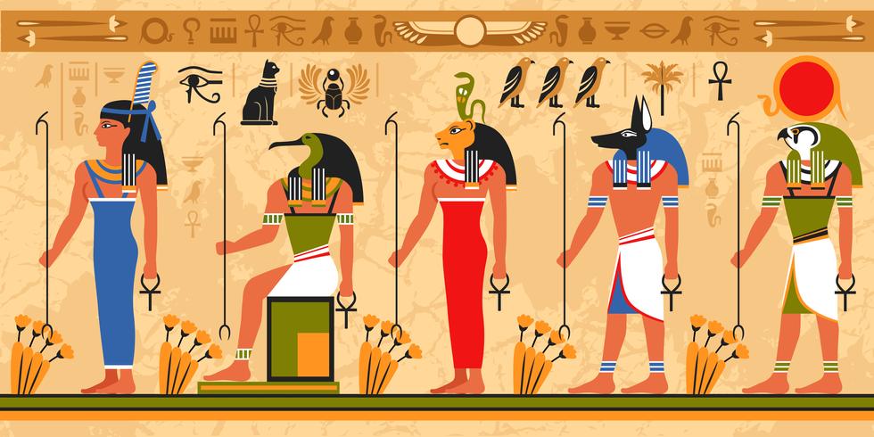 Padrão de borda colorida no tema do Egito vetor
