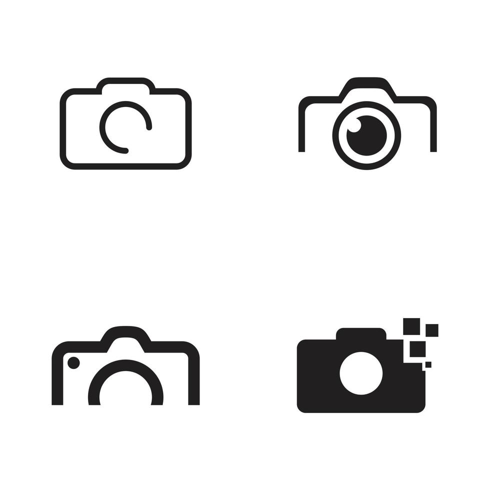 design do logotipo do ícone da câmera fotográfica vetor