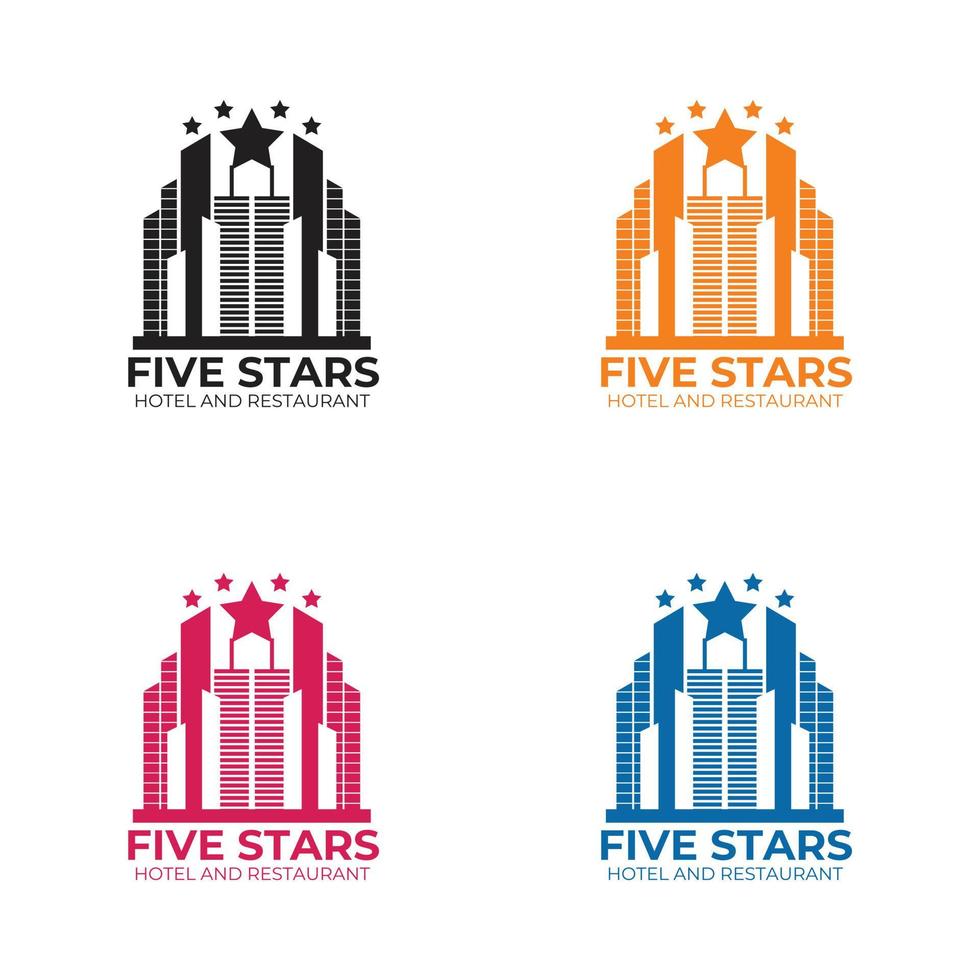 design de logotipo de hotel cinco estrelas vetor