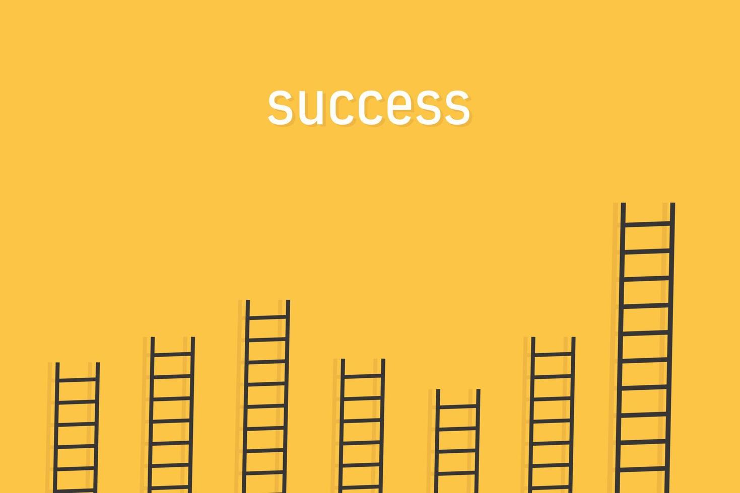 escadas em um fundo amarelo que dão a ideia de competir pelo sucesso como uma imagem vetorial vetor