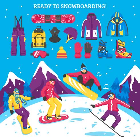 Ilustração vetorial de snowboard vetor