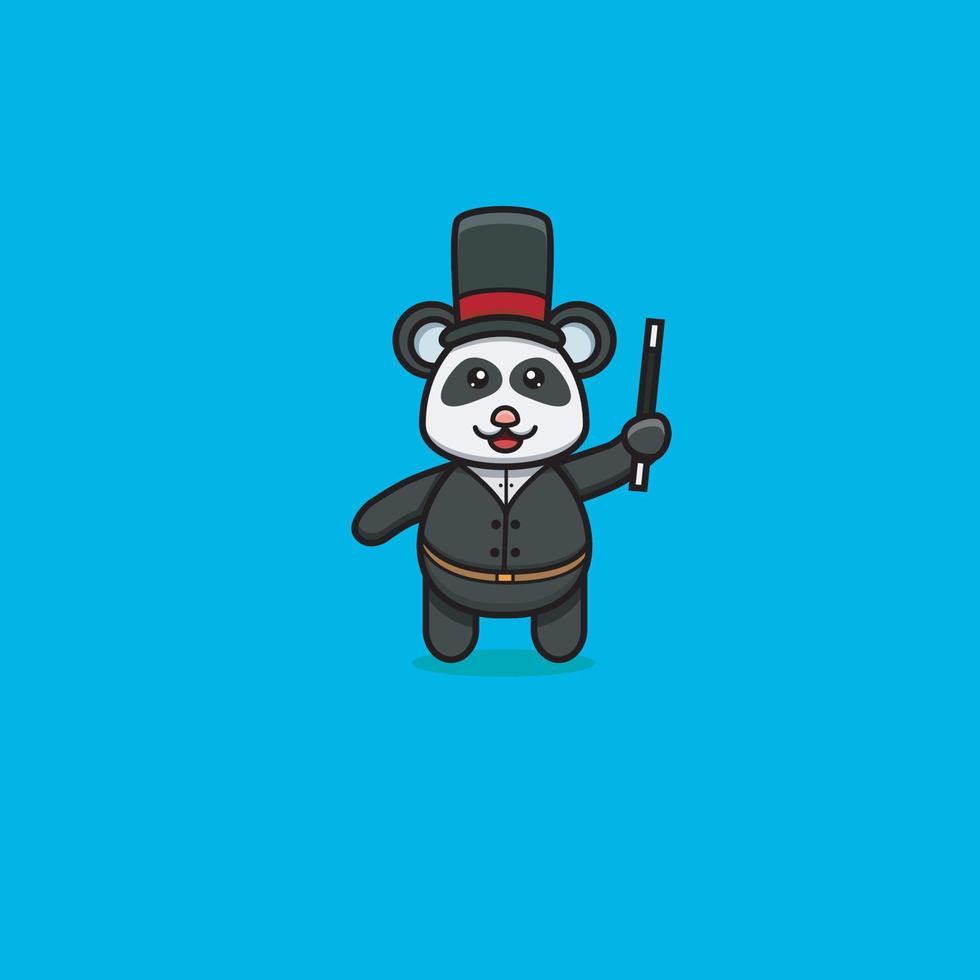 panda bebê fofo com fantasia de mágico. design de personagem, logotipo, ícone e inspiração. vetor