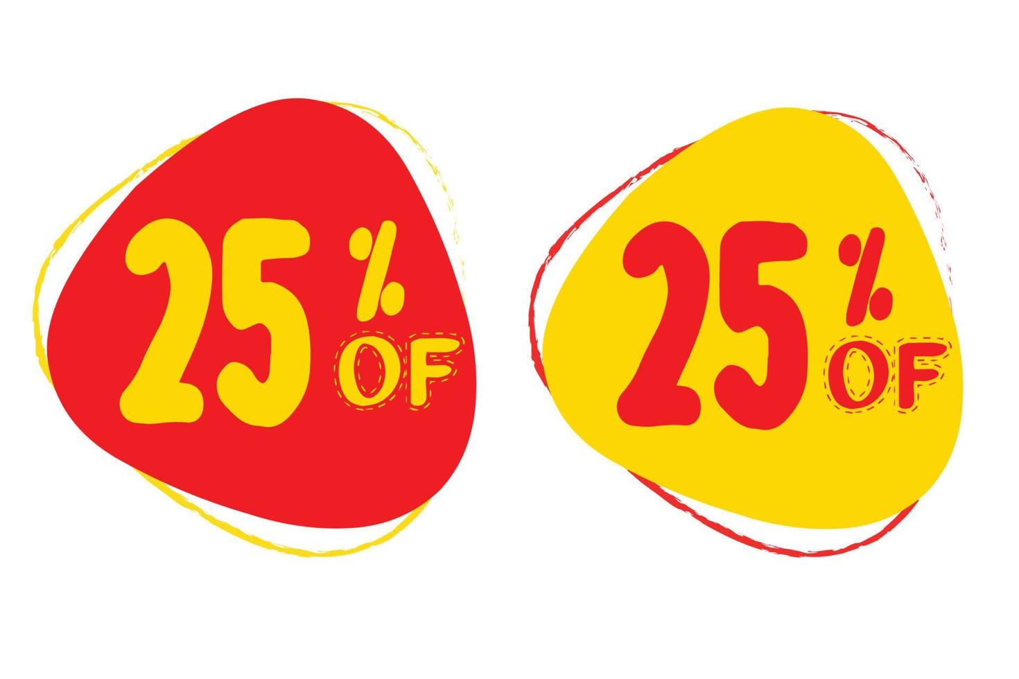 25 por cento de venda fora do banner de desconto. desconto oferta etiqueta de preço. lebel vermelho e amarelo vetor