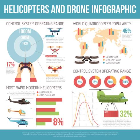 Helicópteros e infográficos Drone vetor