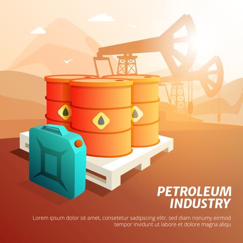 Cartaz isométrico das facilidades da indústria petroleira do petróleo vetor