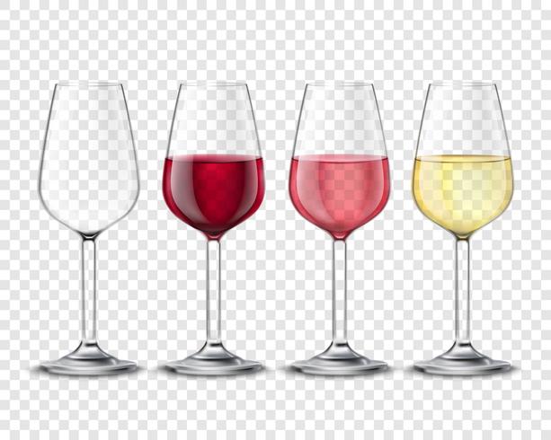 Bebidas de álcool de copos de vinho conjunto Poster transparente vetor