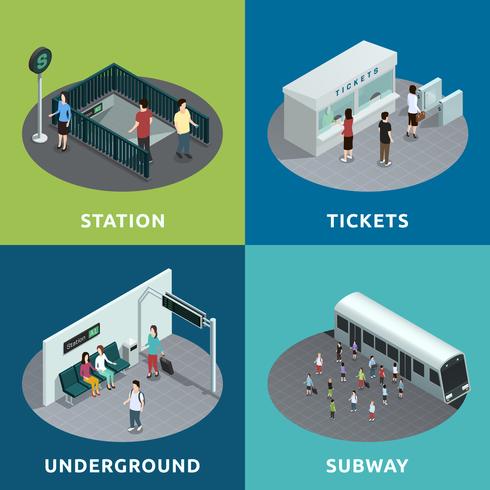 Projeto isométrico de metrô vetor