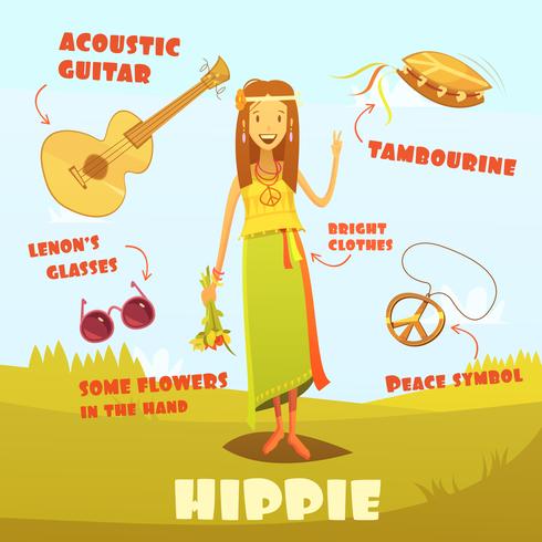 Ilustração de personagem hippie vetor