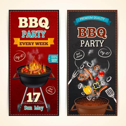 Conjunto de Banners de festa de churrasco vetor