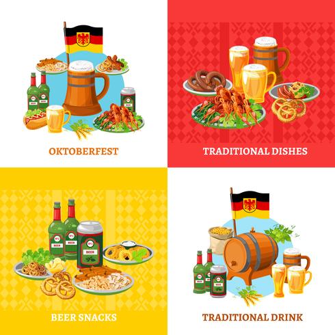 Conceito de Oktoberfest 4 Flat Icons Square vetor