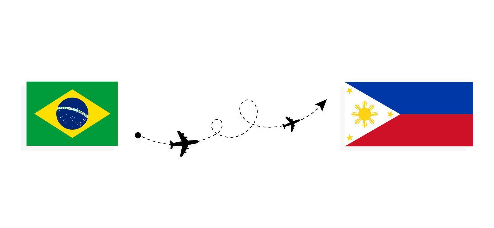 voo e viagem do Brasil para as Filipinas pelo conceito de viagem de avião de passageiros vetor