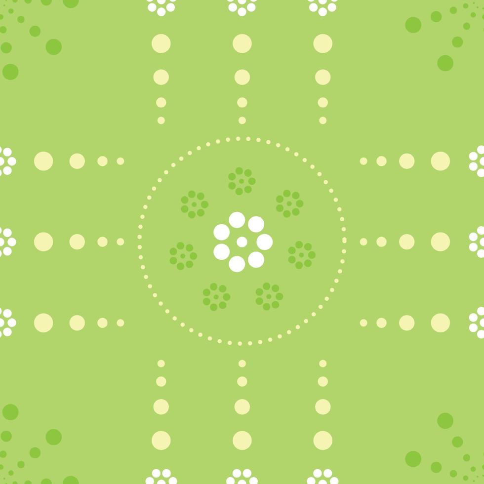 padrão sem emenda com colorido de forma de círculo, lindas flores brancas sobre fundo verde. ilustração vetorial. vetor