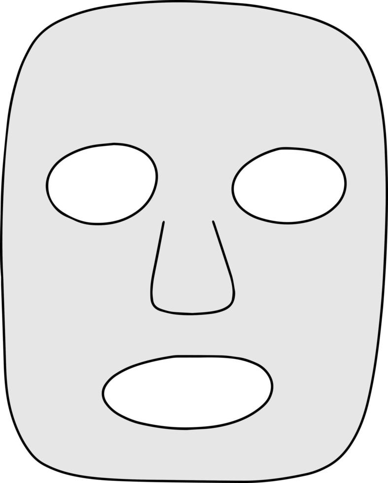 ilustração isolada do vetor doodle máscara facial de colágeno cosmético. estilo de vida de autocuidado. terapia de spa.