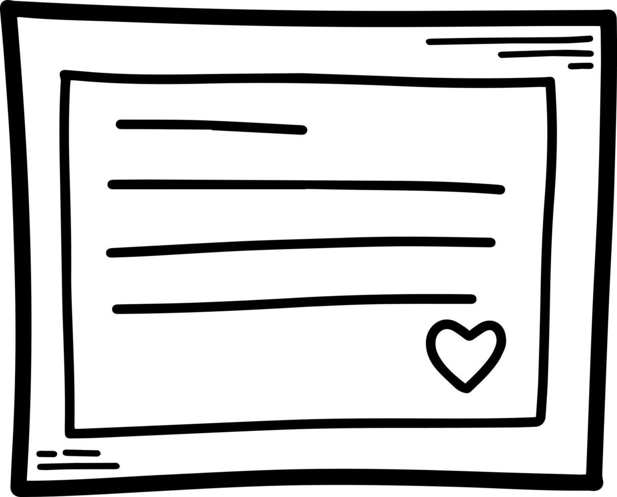 doodle linha cartão para ilustração vetorial de feriados. carta de amor fofa. convite para festa. vetor