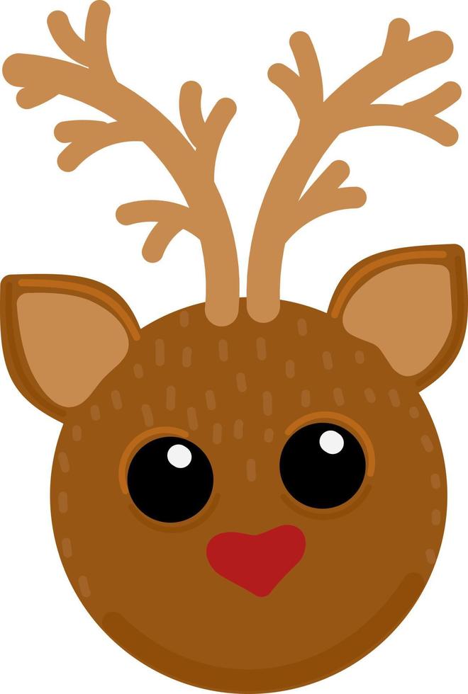 raideer bebê fofo com ilustração em vetor coração nariz. cervo de natal. animal bebê selvagem. decoração de inverno