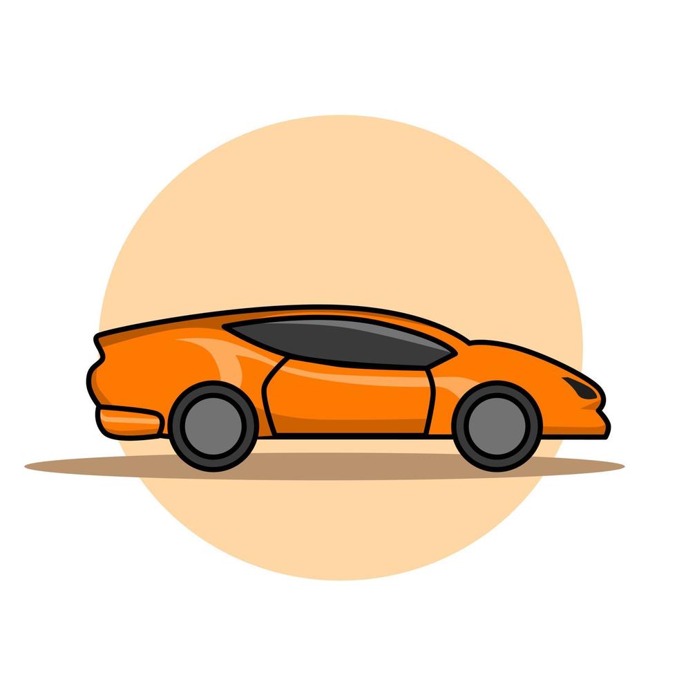 projeto da ilustração do carro esportivo dos desenhos animados da vista lateral laranja. vetor
