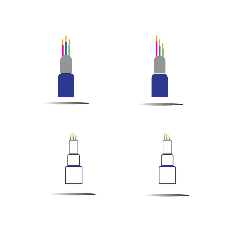 modelo de design de ilustração de ícone de vetor de cabo de fibra óptica