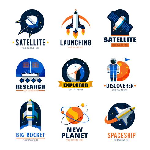 conjunto de emblemas de logotipo de espaço vetor