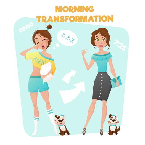 Poster da transformação da menina da manhã vetor