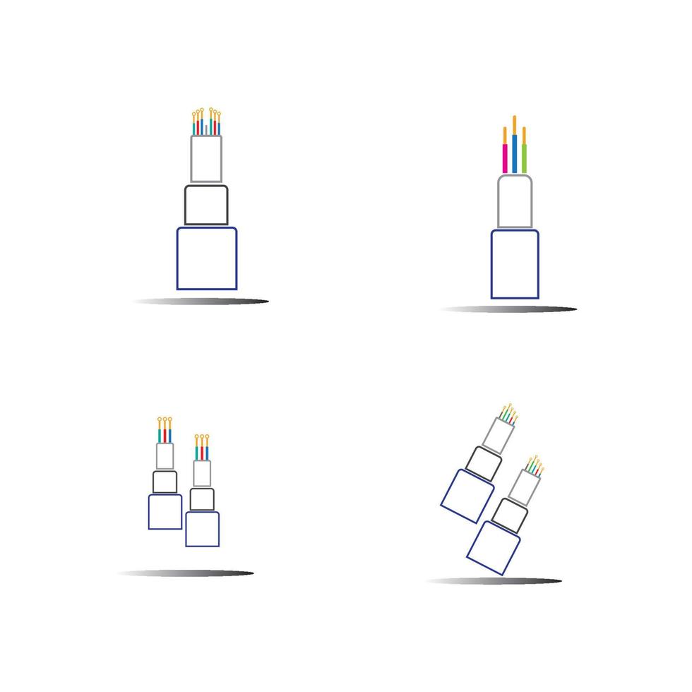 modelo de design de ilustração de ícone de vetor de cabo de fibra óptica