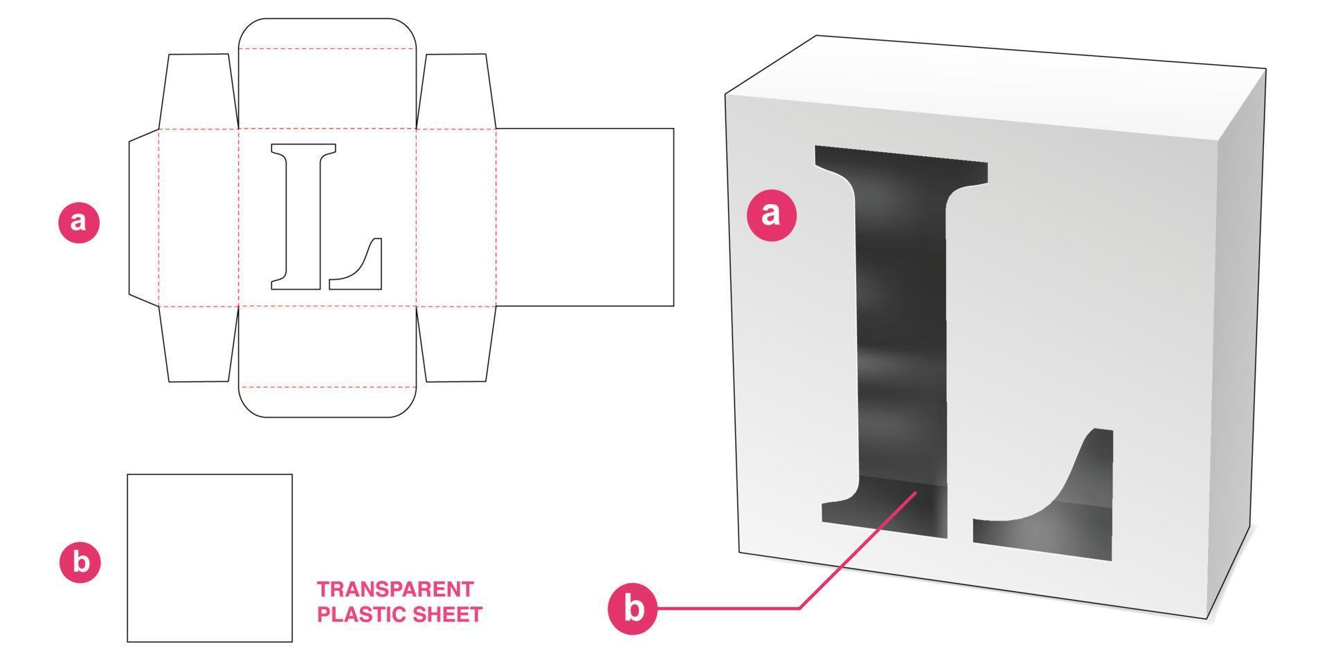 caixa com janela estêncil l alfabeto molde recortado vetor