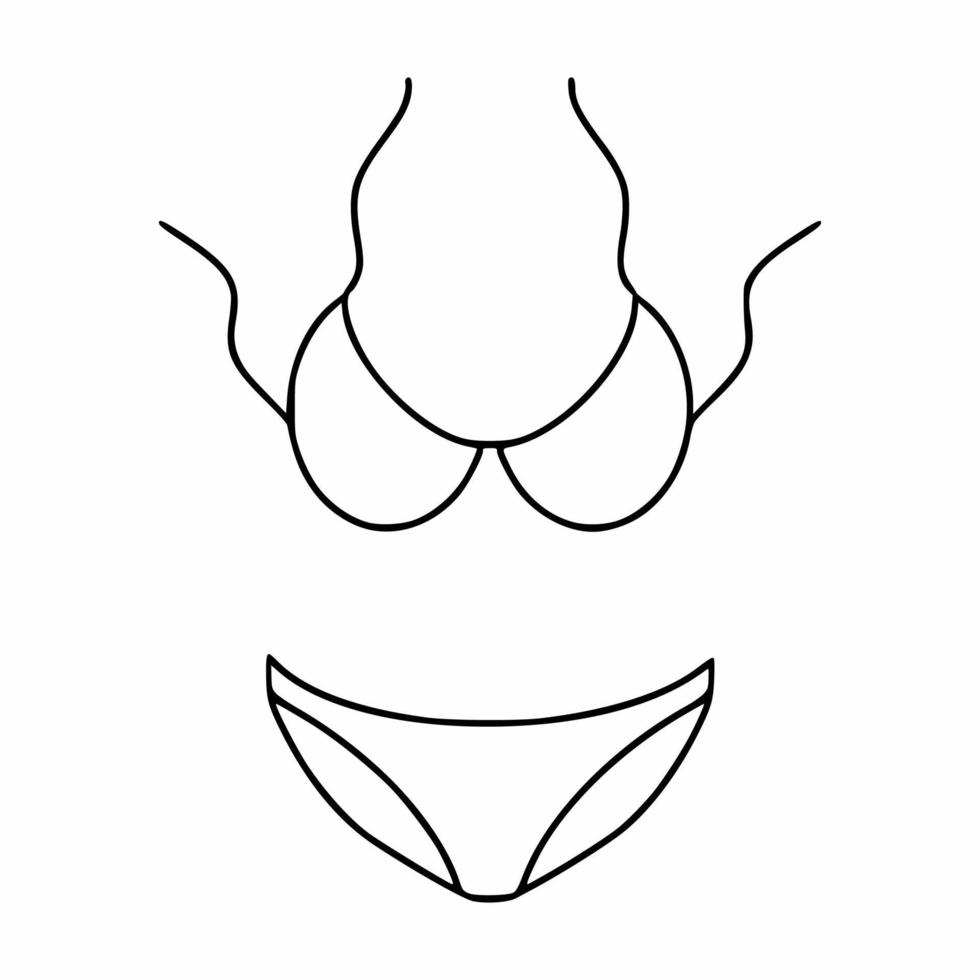 um maiô para uma garota desenhado no estilo de um doodle. ícone do vetor com uma linha de contorno.