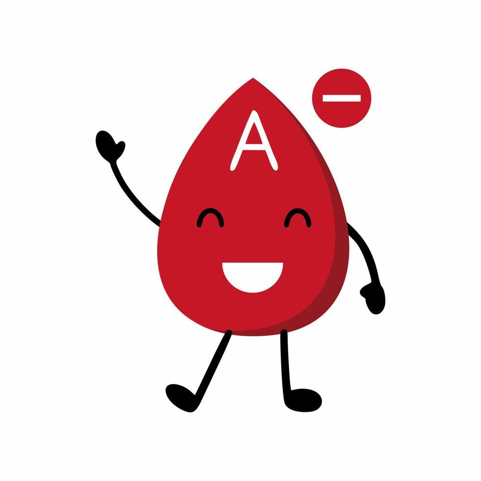 uma gota de sangue com fator rh. ilustração vetorial com tipo de sangue em estilo cartoon vetor