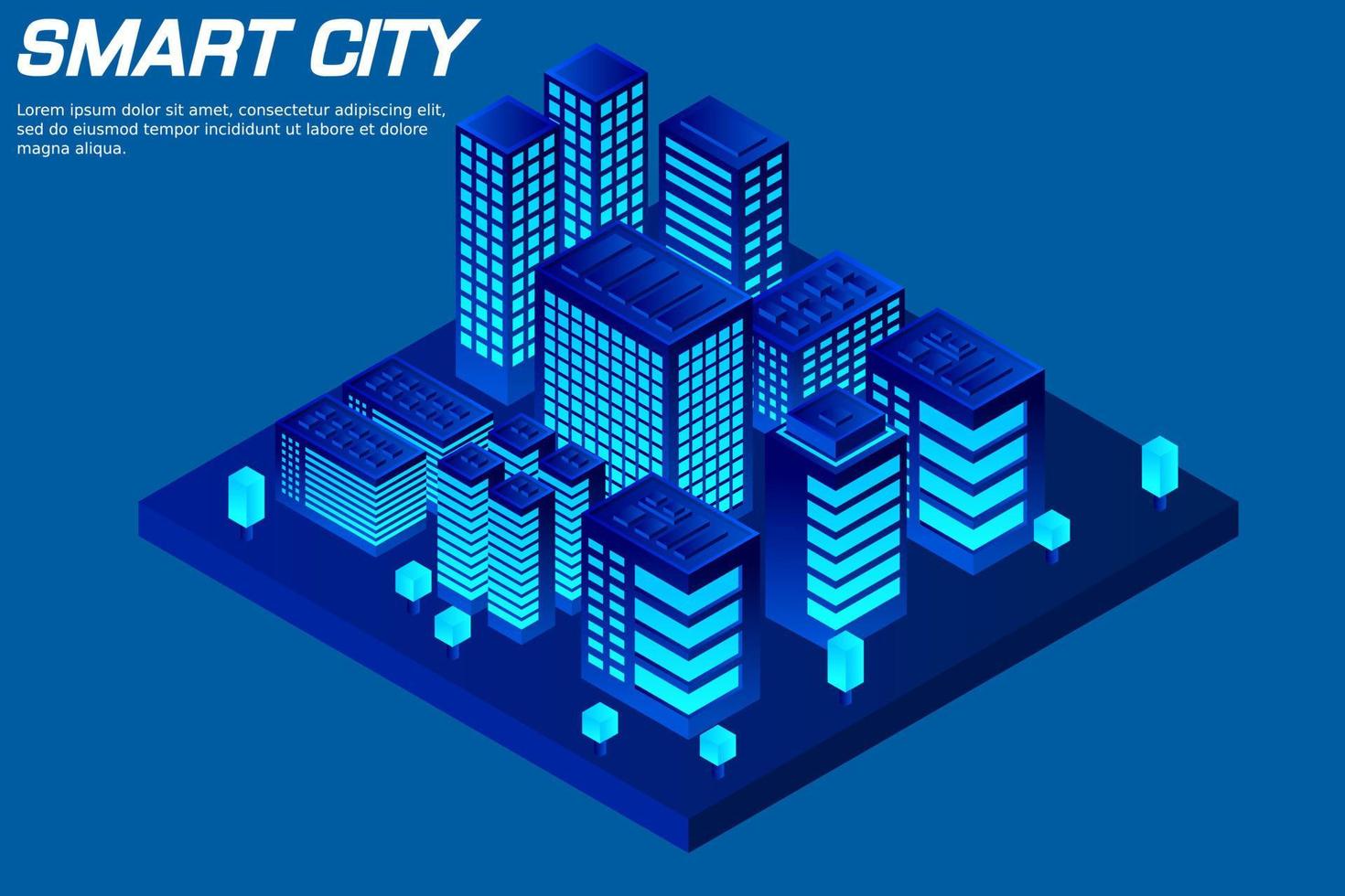 cidade futura isométrica. conceito da indústria imobiliária e de construção vetor