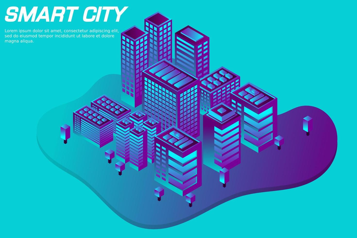 cidade futura isométrica. conceito da indústria imobiliária e de construção vetor