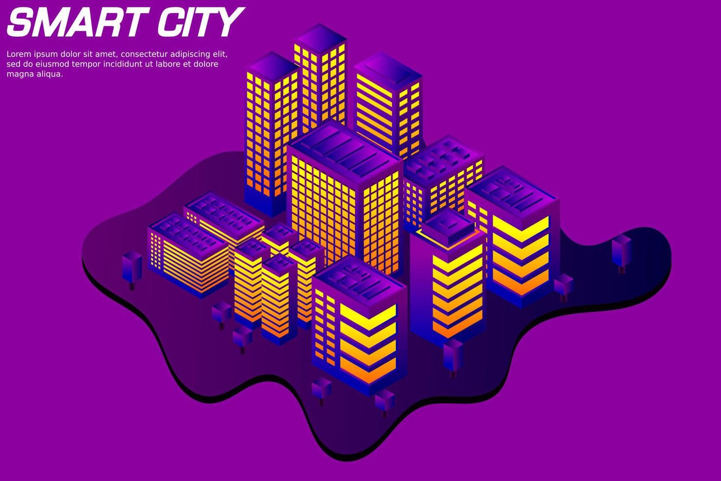 cidade futura isométrica. conceito da indústria imobiliária e de construção vetor