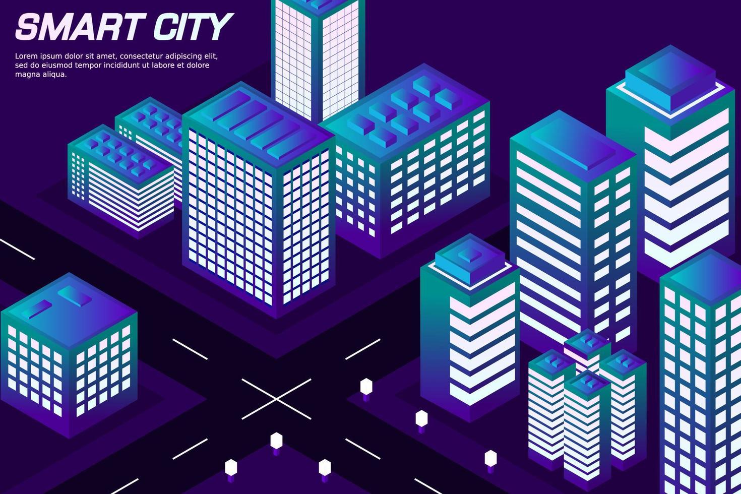 cidade futura isométrica. conceito da indústria imobiliária e de construção vetor