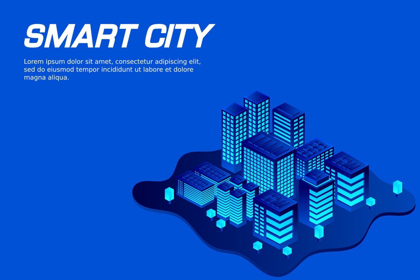 cidade futura isométrica. conceito da indústria imobiliária e de construção vetor