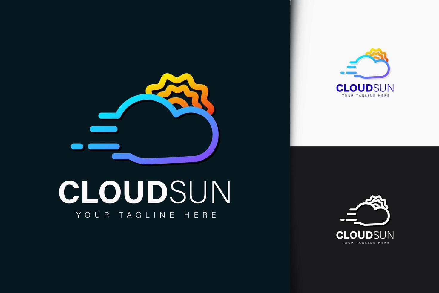 design de logotipo do Cloud Sun com gradiente vetor