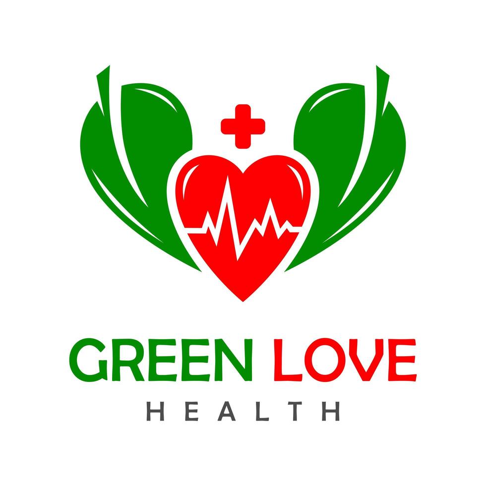 logotipo verde amor saúde vetor