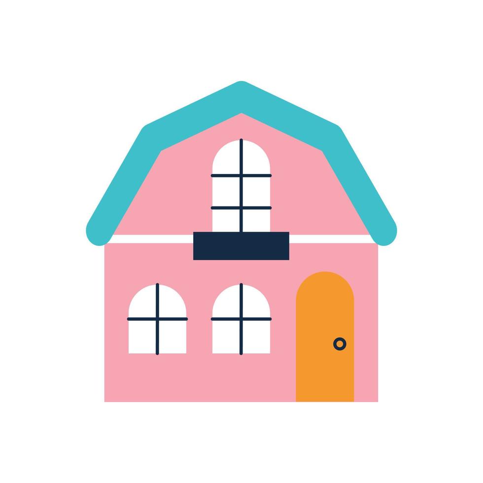 linda casa rosa. ilustração plana de desenho vetorial vetor