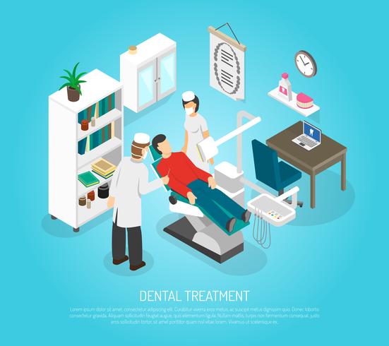 Poster isométrico do tratamento dental do procedimento das verificações vetor