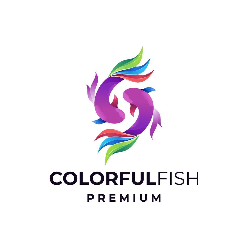 vetor de design de logotipo abstrato de peixes coloridos
