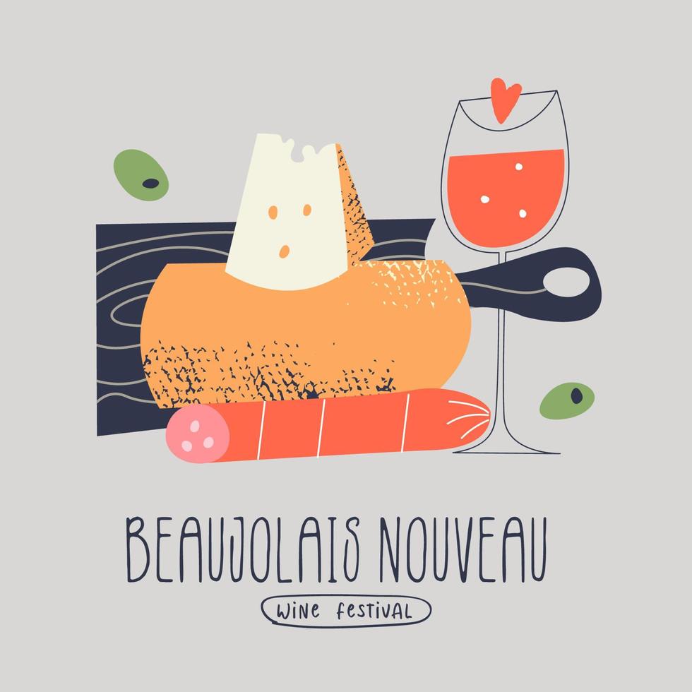 ainda vida para o festival do vinho. ilustração vetorial. vetor