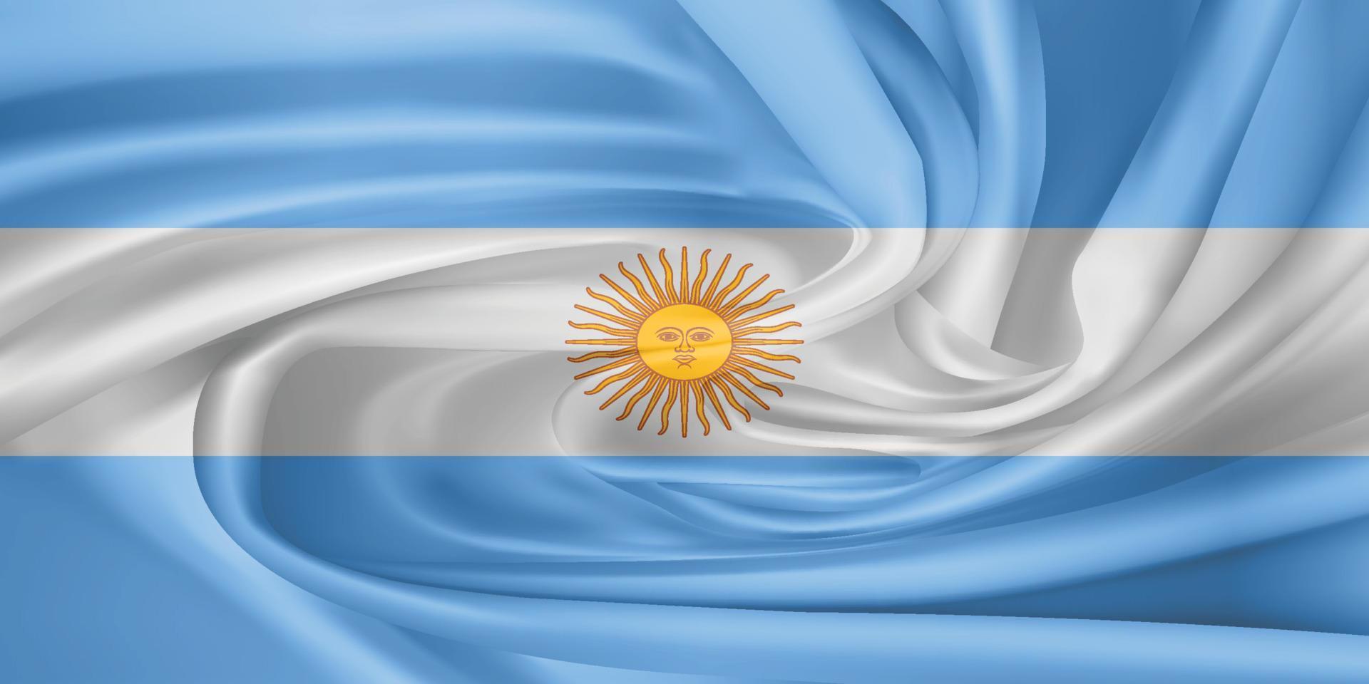 a bandeira nacional da argentina. o símbolo do estado em tecido de algodão ondulado. ilustração vetorial realista. fundo de bandeira com textura de pano vetor