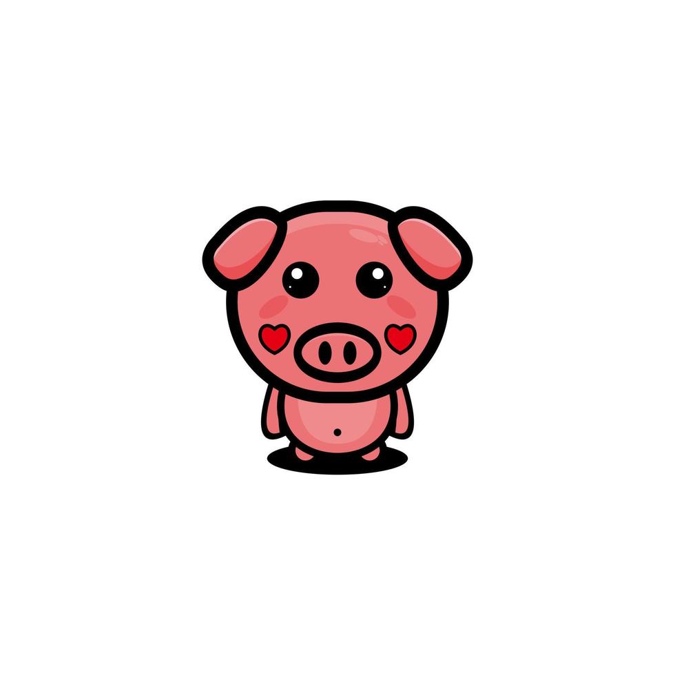ilustração do modelo de desenho de personagem de porco fofo vetor