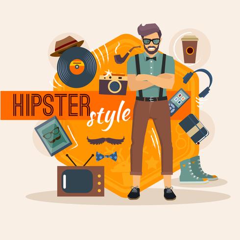 Pacote de Caracteres Masculino Hipster vetor