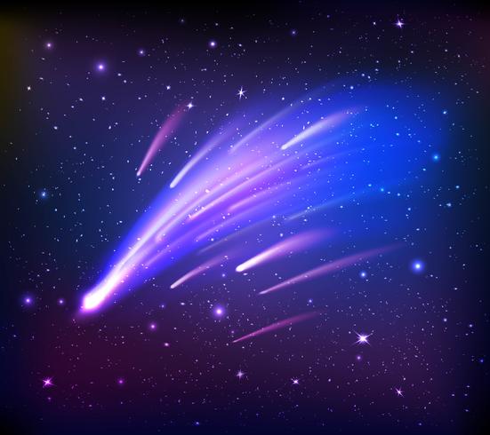 Cena do espaço com fundo de cometas vetor