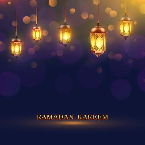 Cartaz das luzes da ramadã vetor