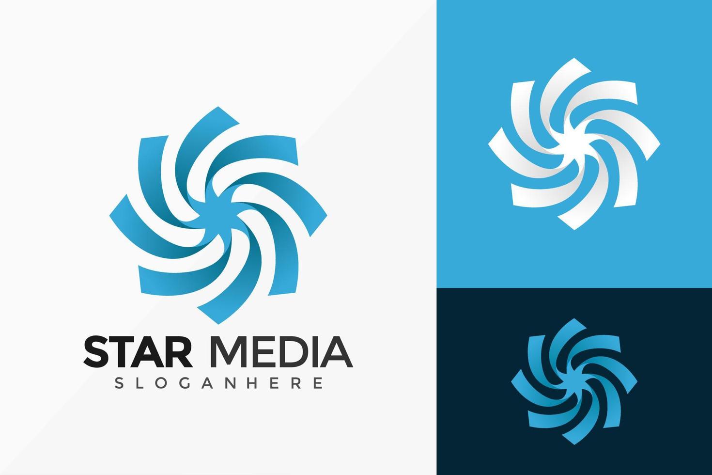 design de vetor de logotipo moderno de mídia estrela azul. emblema abstrato, conceito de projetos, logotipos, elemento de logotipo para modelo.