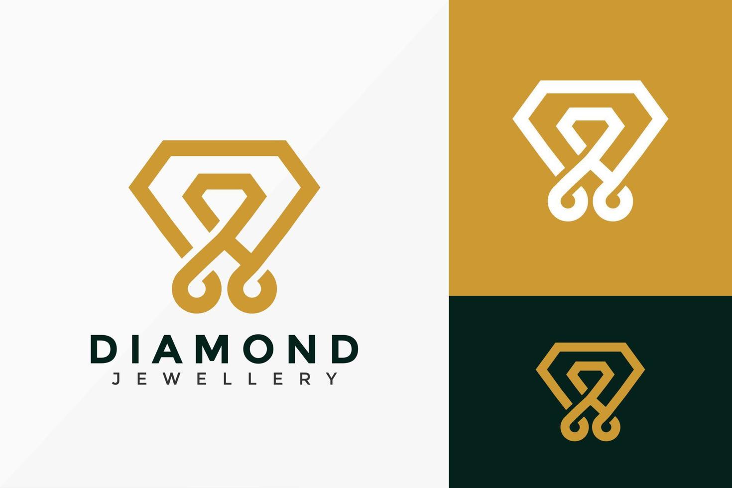 design de logotipo de joias de diamante dourado, logotipos minimalistas modelos de ilustração vetorial vetor
