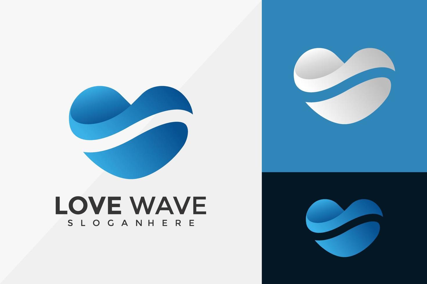 design de logotipo de onda de amor, design de logotipos de identidade de marca modelo de ilustração vetorial vetor